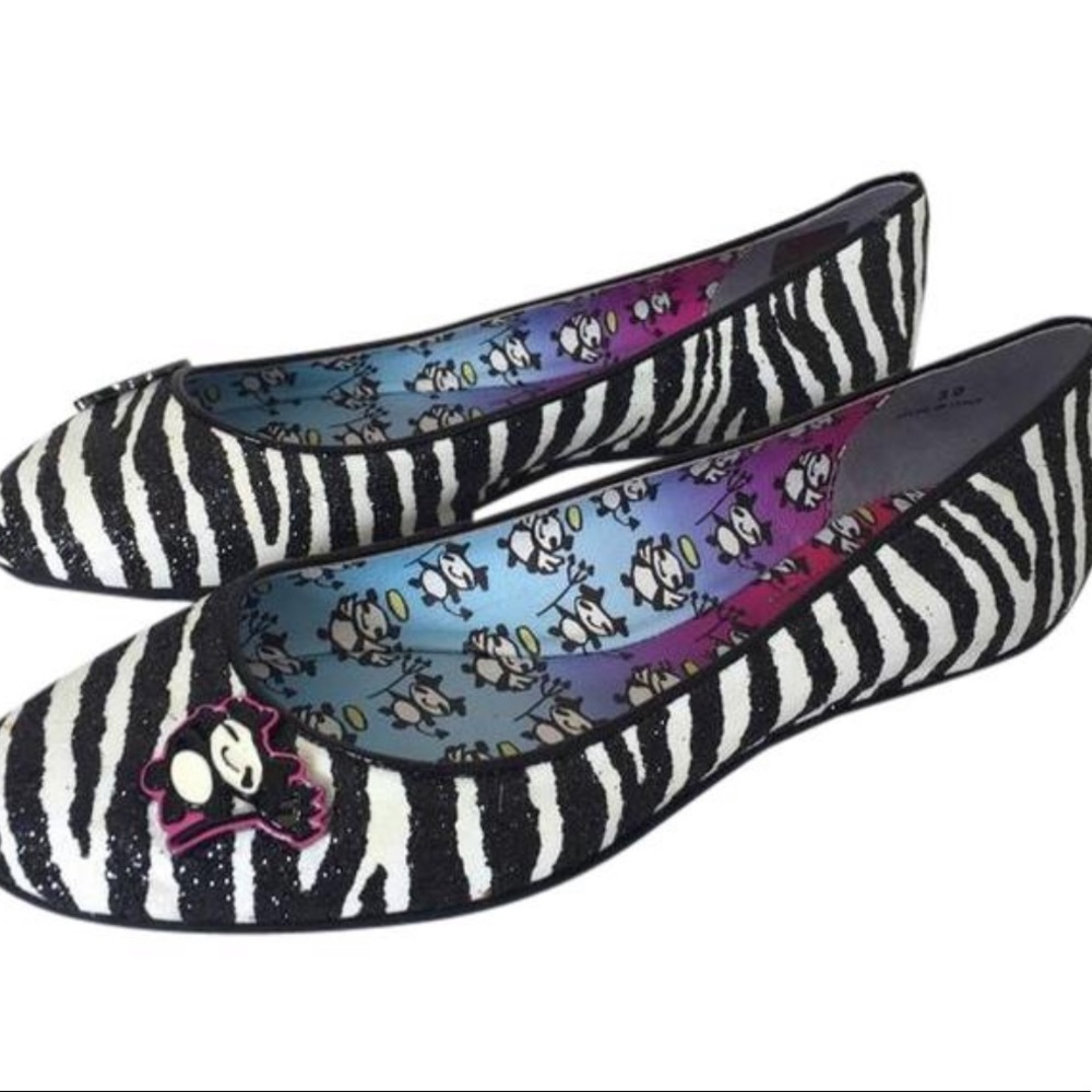 Jimmy Choo Rob Pruitt Zebra Print Glitter flats 39